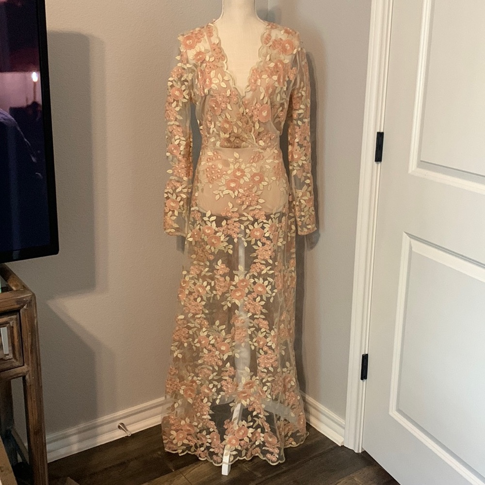 Beautiful flowered mesh dress with bodysuit underneath